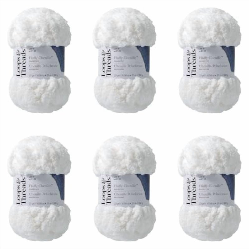 Jumbo Fluffy Chenille Yarn - 6 Pack Soft Polyester for Knitting & Crochet
