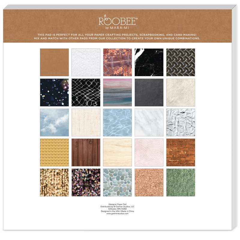 Texture Paper Pad for Crafts 12x12 inches 50 Sheets - Wood Grain Cork Grass Design