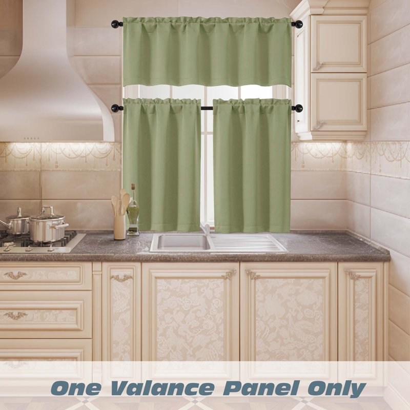 Sage Window Valance 60x18 Inches - Kitchen & Living Room Curtain with Rod Pocket