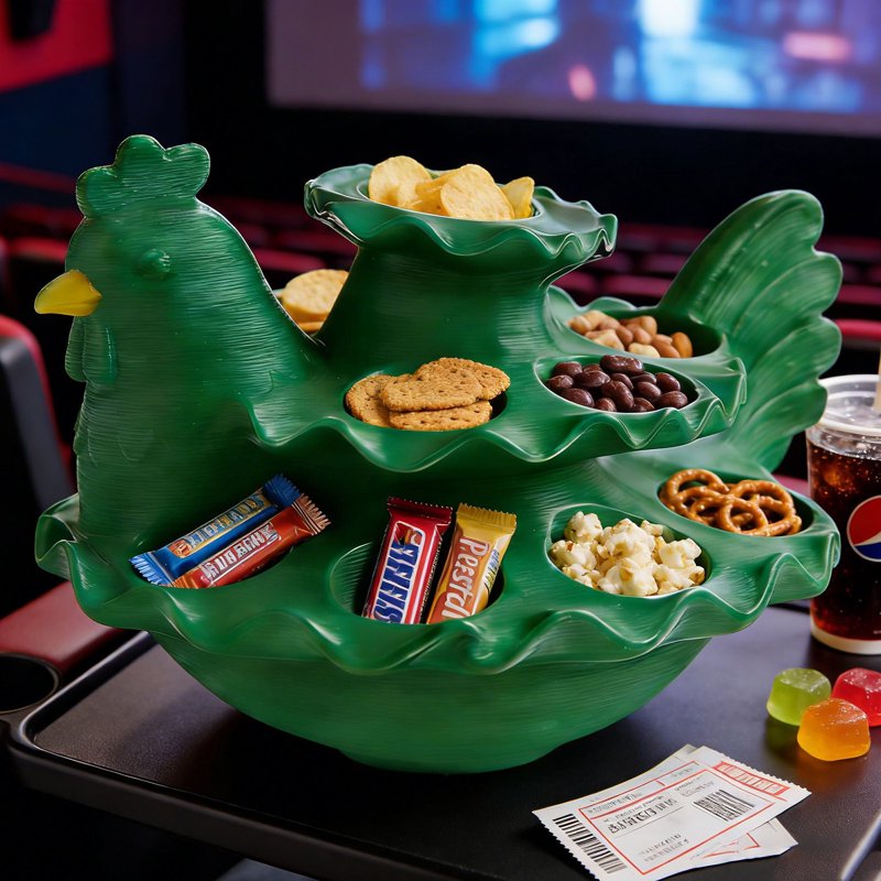 Easter Chicken-Shaped Deviled Egg Platter & Appetizer Tray, Reusable Green Plastic Display Rack