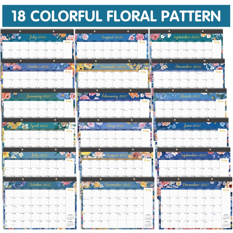 2026-2027 18-Month Desk Calendar - 17x12 inch Monthly Planning Pad with Holidays