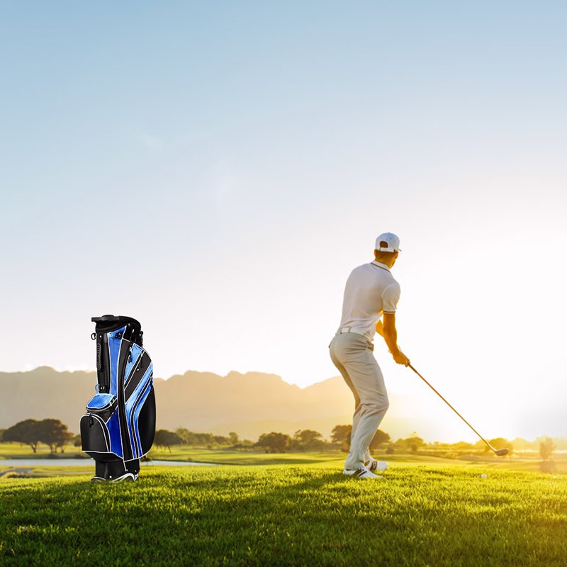 Costway Golf Stand Bag - 6-Way Dividers, 8 Pockets, Blue