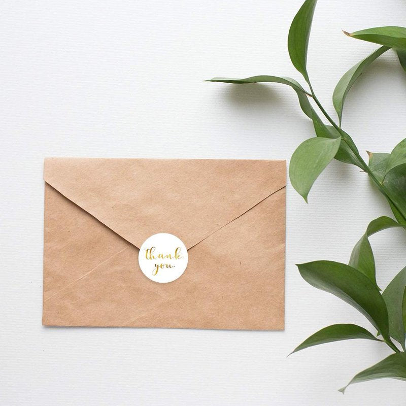 500pcs Thank You Stickers Gold Foil Kraft Labels for Gifts and Envelopes