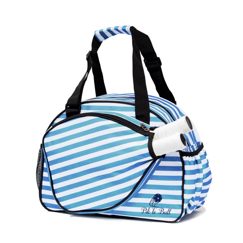 Pik'le'Ball Women’s Premium Pickleball Bag - Original Tote with Water Bottle Holder, Fits 3 Paddles - Blue/White