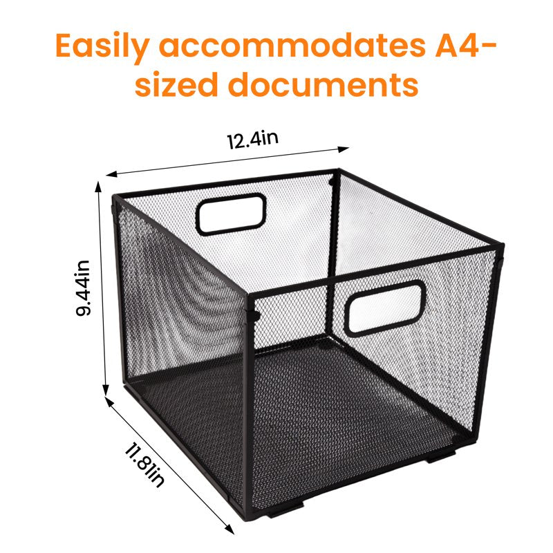 Mesh Metal Hanging File Organizer with Detachable Stackable Design - Medium
