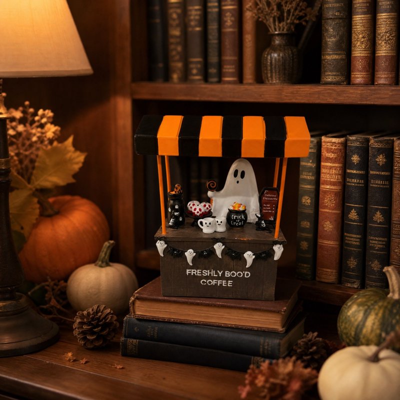 Halloween Ghost Coffee Figurine - Spooky Resin Decor for Coffee Bar, Kitchen & Shelf