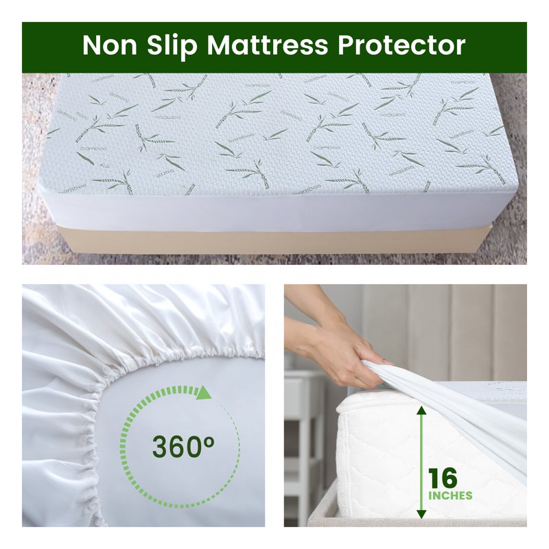 Waterproof Mattress Protector Twin - Ultra-Soft Breathable Fitted Cover