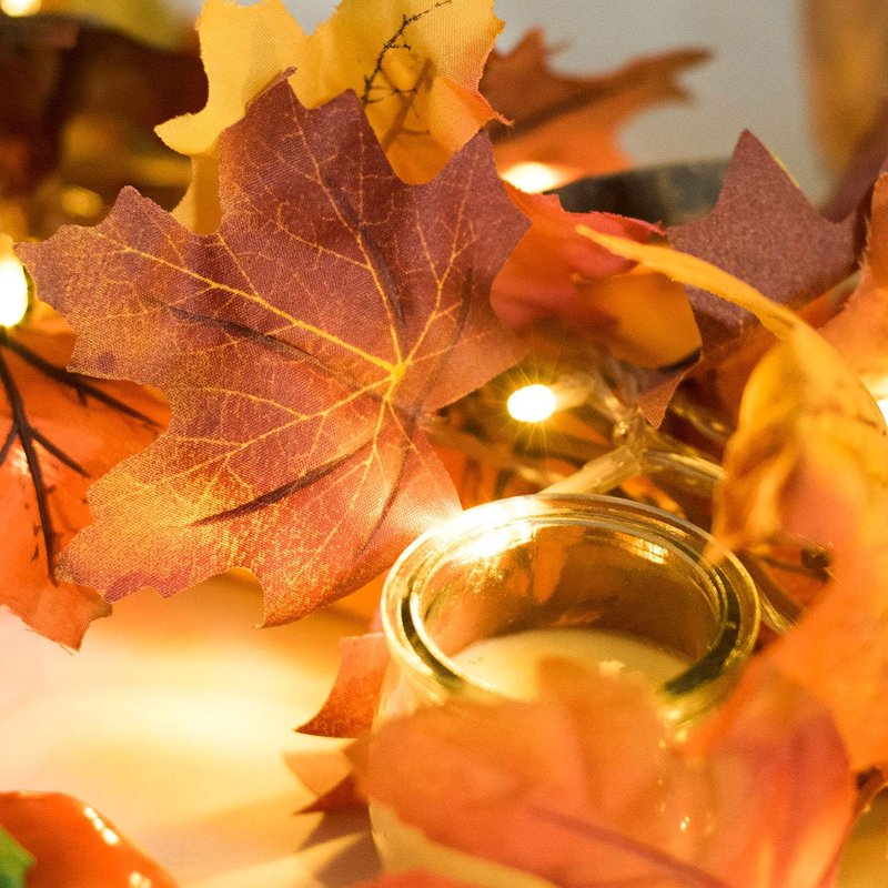 Maple Leaf Fall String Lights Set - Waterproof LED Garland for Indoor Outdoor Decor