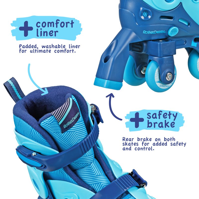 Kids Adjustable Inline & Roller Skate Combo with Protective Gear - Medium (13-3)