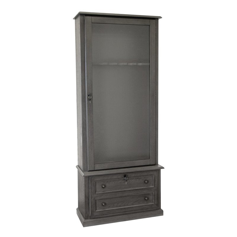 12-Gun Locking Cabinet with Base Storage - Grey Firearm Organizer