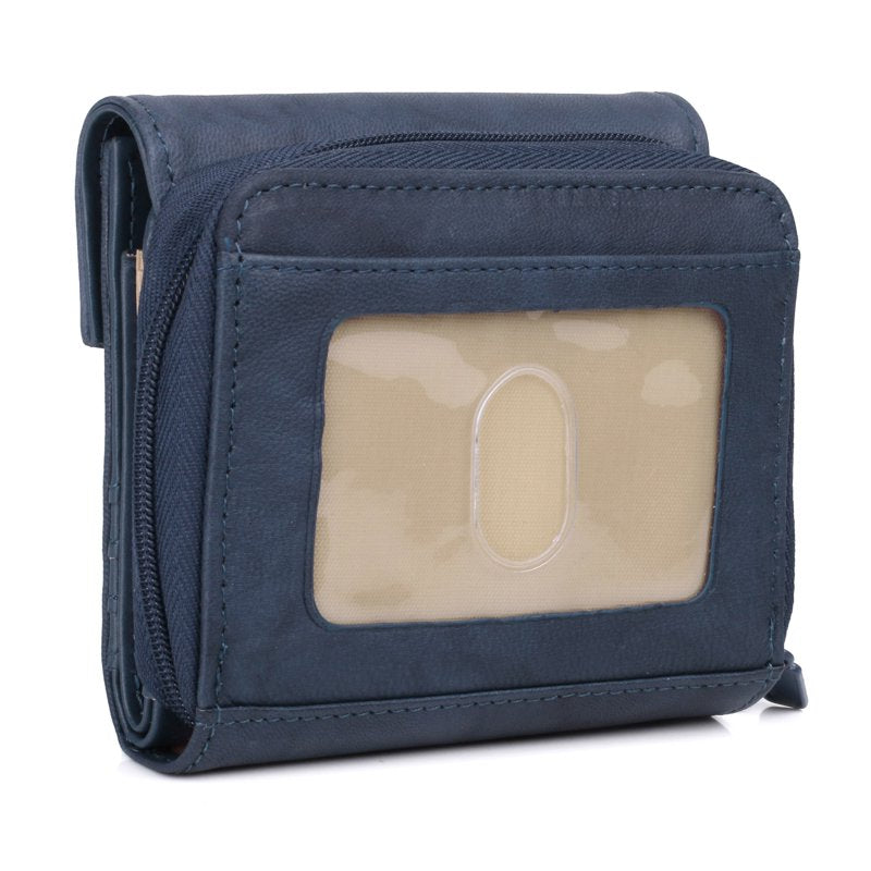 Women's Leather Zip French Purse with Card Slots and Coin Pocket
