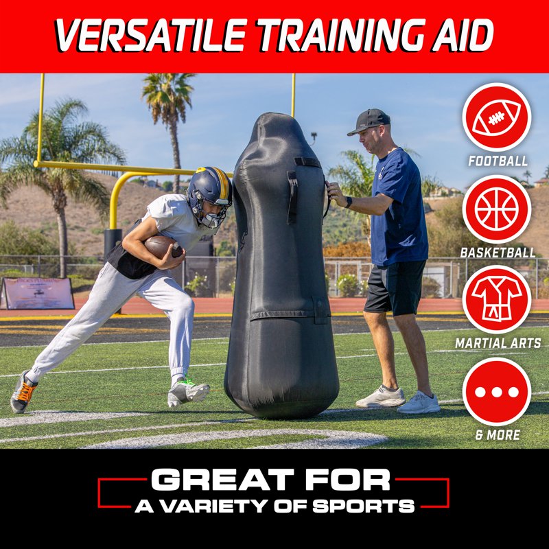 Inflatable Football Tackling Dummy with Water-Weighted Base - 70 Inch Practice Equipment