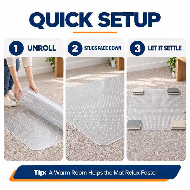 Heavy Duty Office Chair Mat for Carpet Floors 36x48 Clear Non-Slip