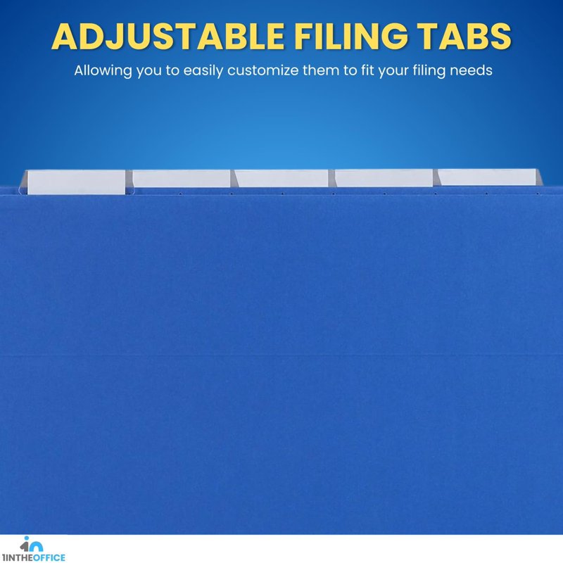 Letter-Size Blue Hanging File Folders with Adjustable Tabs - 25 Pack