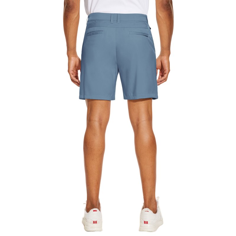 Puli Men’s Golf Dress Shorts 7" Flat Front Lightweight Quick-Dry Hybrid Chino – Solid Blue Grey, 36
