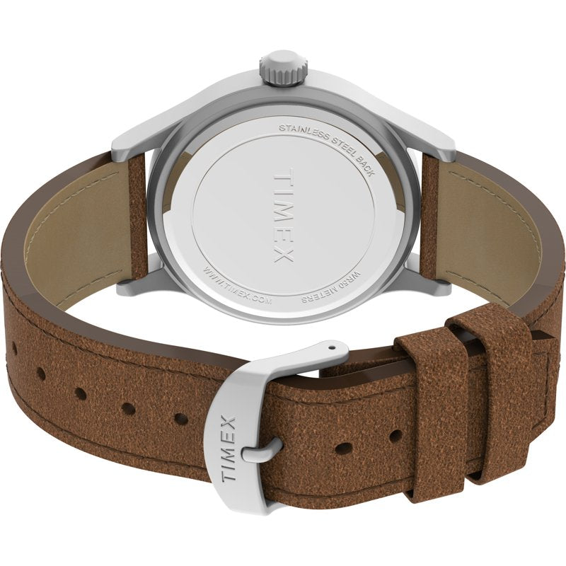Men's Rugged Outdoor Watch with Leather Strap Water Resistant 50m