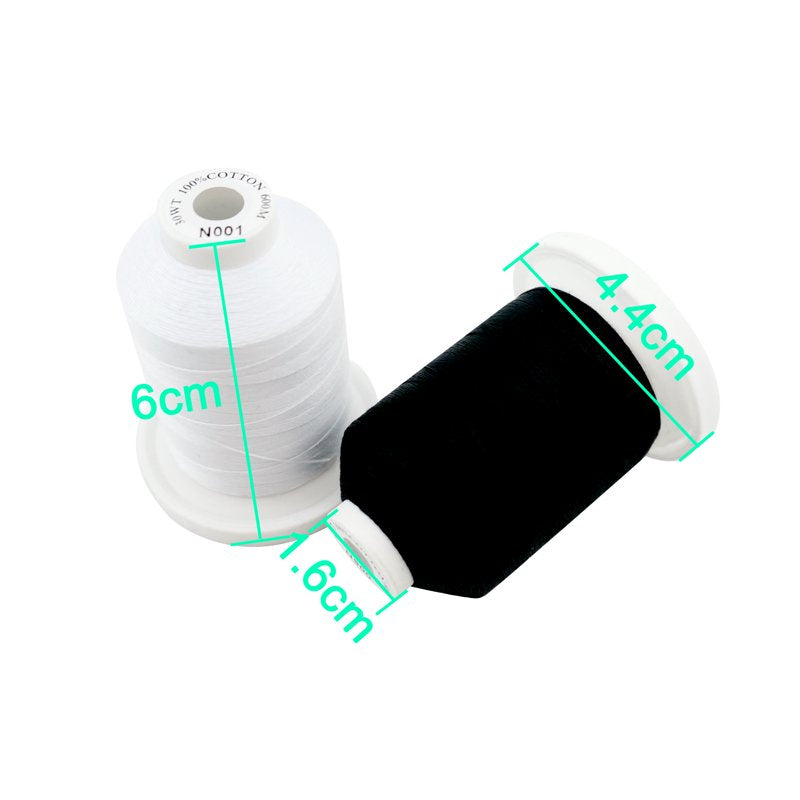 Mercerized Cotton Thread Spool Set for Sewing and Embroidery - 30WT, 600M
