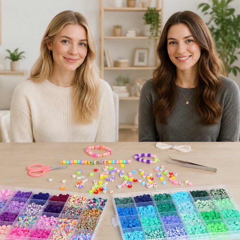 Clay Beads Bracelet Making Kit with 144 Colors & Charms - DIY Jewelry Supplies