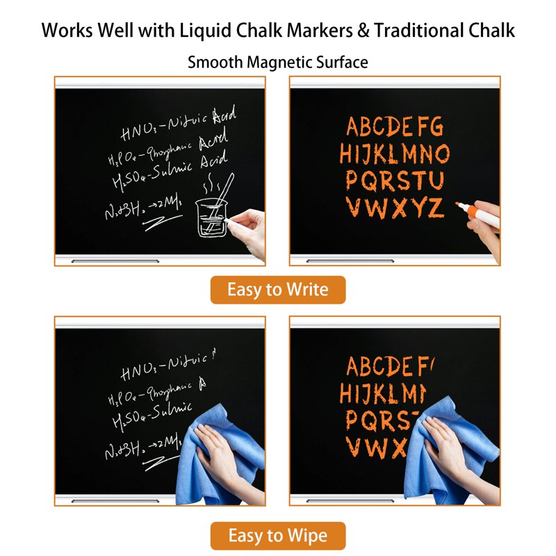 Magnetic Chalkboard for Kids & Home Wall - Dry Erase & Chalk Surface