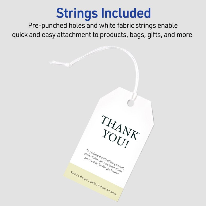 Printable Gift Tags with String - 2 x 3.5 Inches, Pack of 96, White