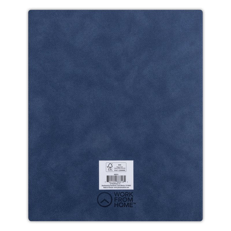 Work From Home Weekly and Monthly Planner - 15-Month Calendar, Blue Faux-Suede, 9x11 inches