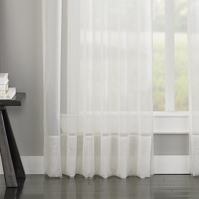 Indoor Voile Curtain Panel - Sheer Polyester Drapery for Windows - White, 29x95 Inches