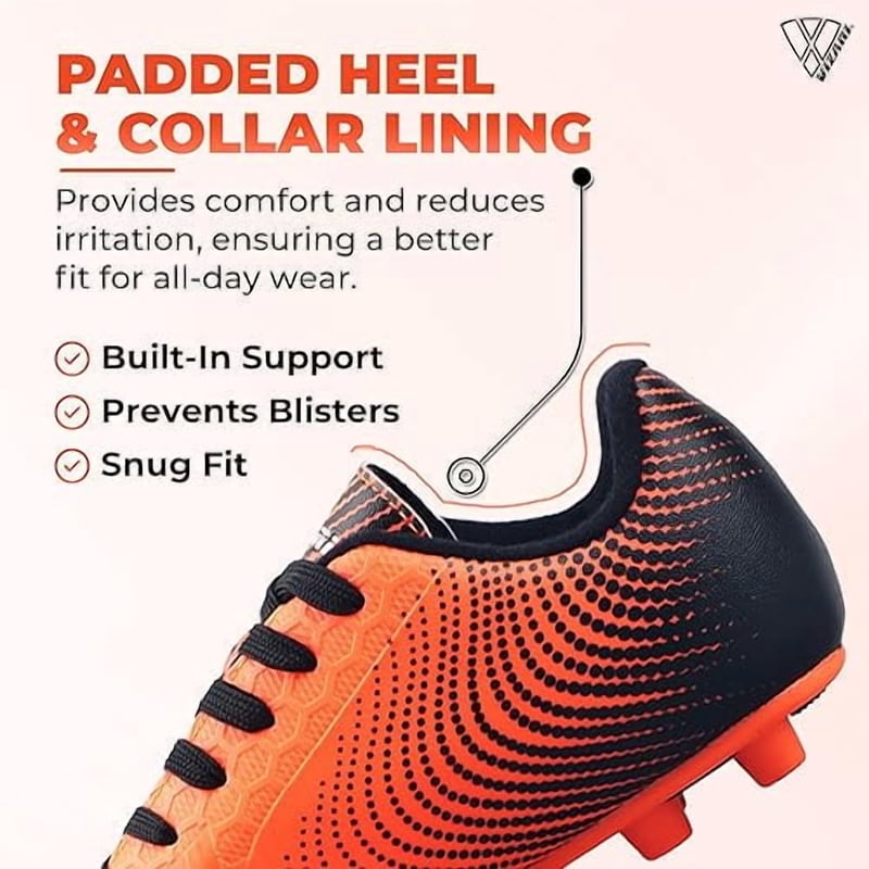 Vizari Stealth Firm Ground Kids Soccer Cleats - Orange/Black, Size 1