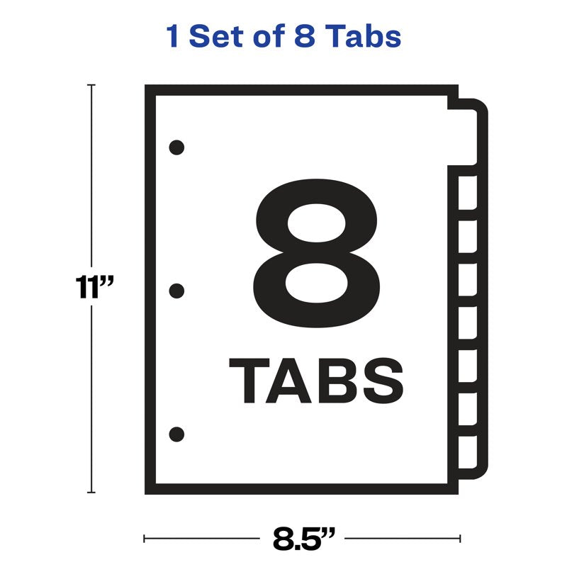 8-Tab Printable Document Dividers Set with Large and Standard Labels - White