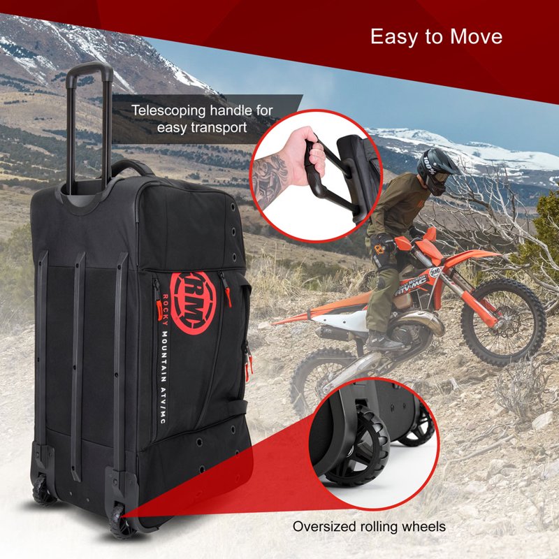 Heavy-Duty Rolling Gear Bag with Wheels for Off-Road Motorcycle & UTV Equipment