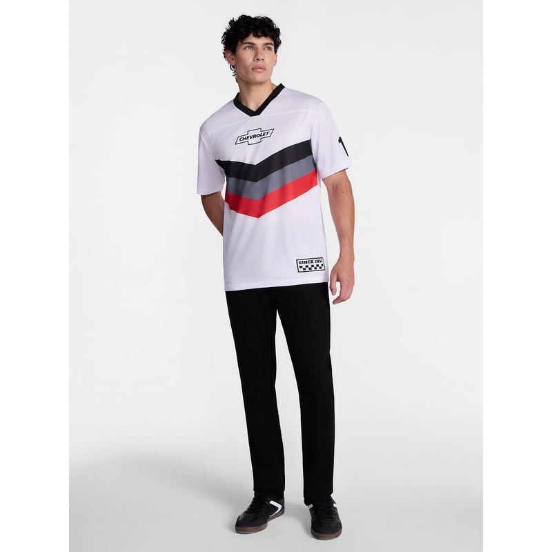 Chevrolet Graphic Mesh Soccer Jersey for Men - White, L (XS-5XL)