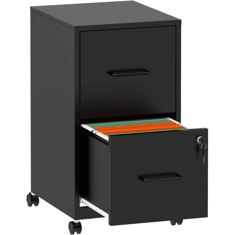 Vertical Locking File Cabinet with 2 Drawers - Metal Office Storage