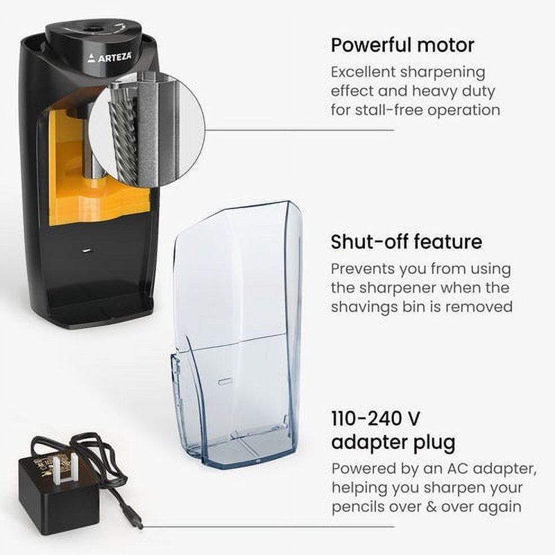 Electric Pencil Sharpener with Auto-Stop | 7-11 mm Pencils, Wall Plug Included