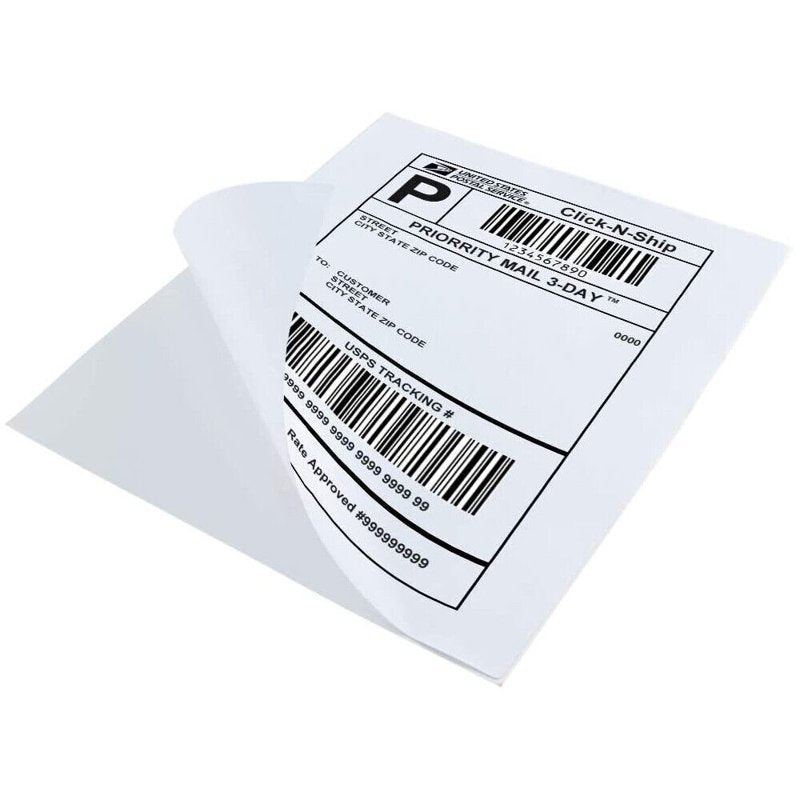 Full Sheet Labels 8.5 x 11 Inches - White Adhesive Printer Stickers for Shipping & Crafts
