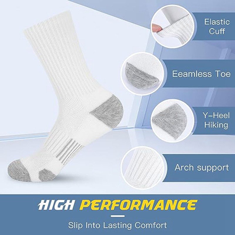 Men's Breathable Athletic Basketball Socks 5-Pack - Comfort & Shock Absorption