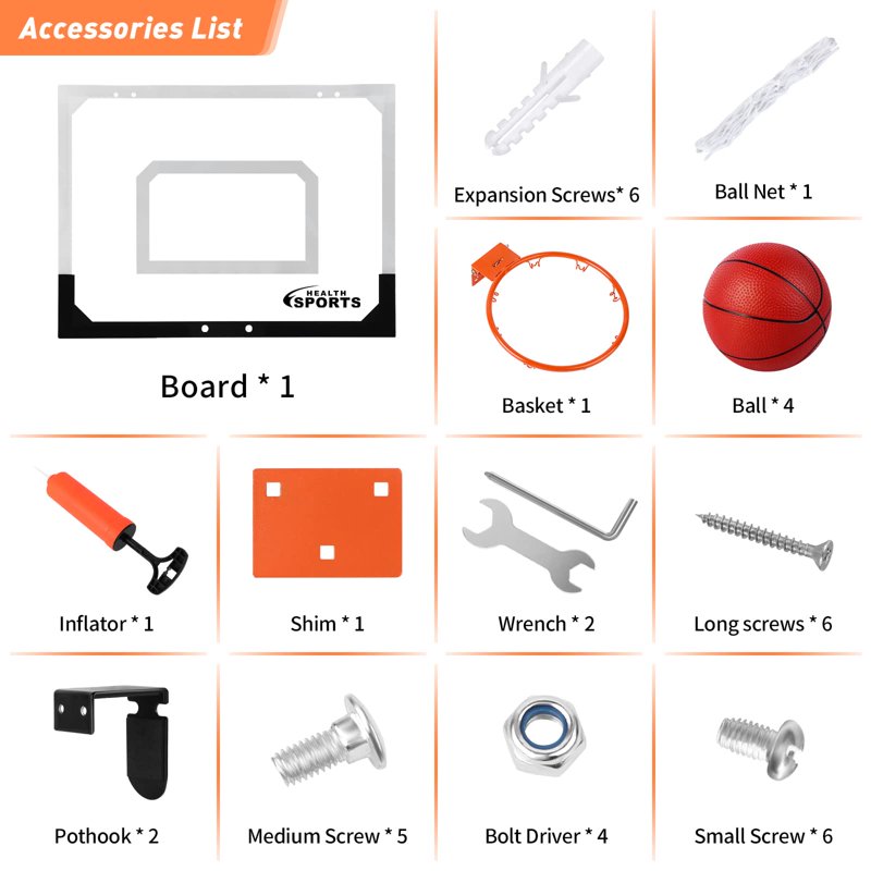 Indoor & Outdoor Mini Basketball Hoop for Door Wall - Kids & Adults