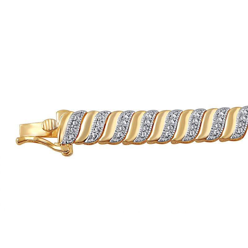 Gold Over Brass Diamond Accent S Link Bracelet for Women