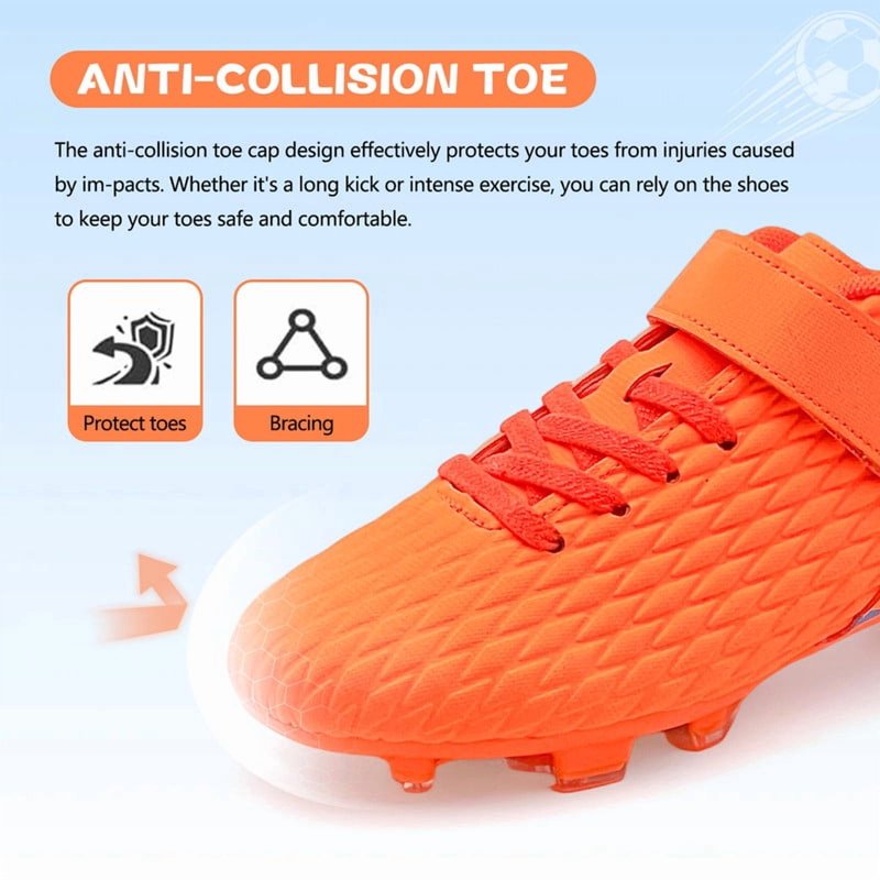 Kids Soccer Cleats Boys Girls Training Football Shoes Youth Ground Outdoor Orange 12-12.5 Little Kid