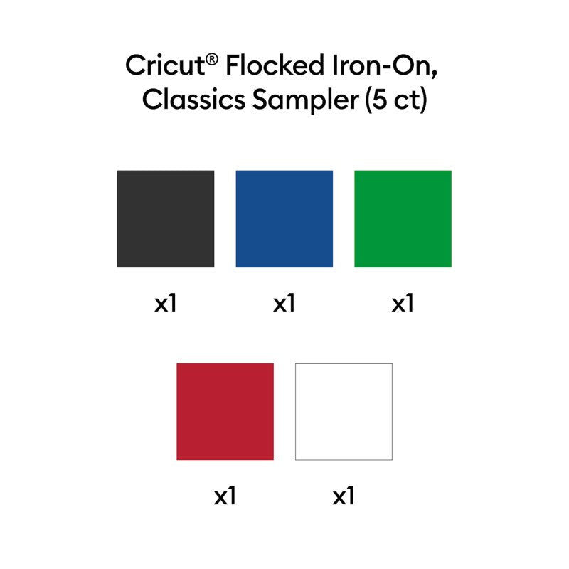 Flocked Iron-On Sheets for Cricut - 12x12 Inches, 5 Colors, Velvety Texture
