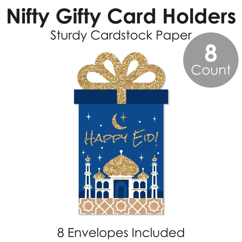 Ramadan Eid Mubarak Gift Card & Money Holder Set - 8 Pack