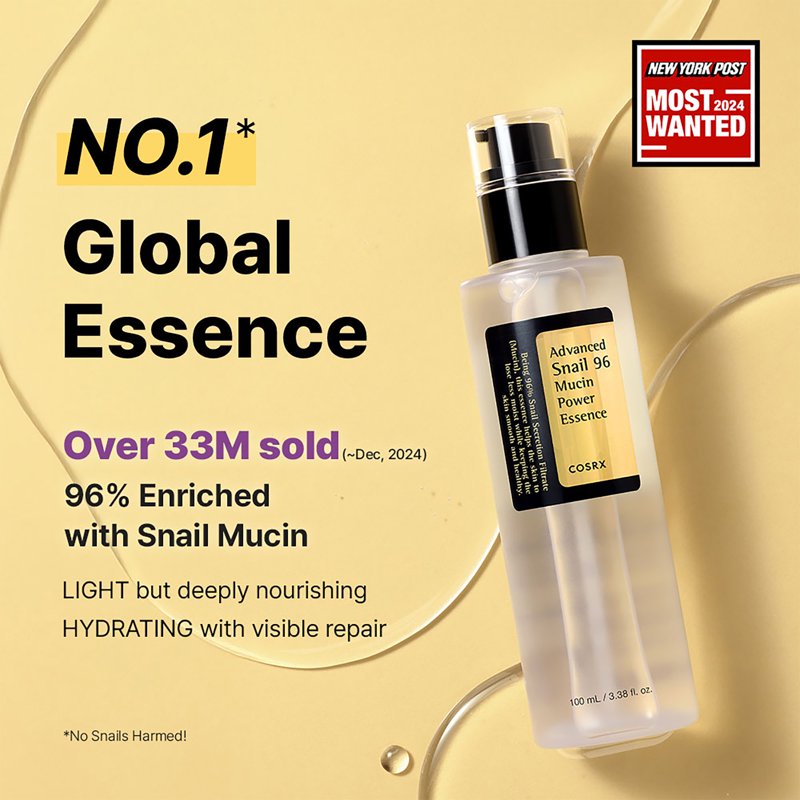 COSRX Snail 96 Mucin Power Essence - Hydrating Skin Boosting Serum 3.38 fl oz
