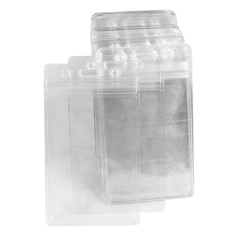 50 Pcs Clear Vertical ID Badge Holders Waterproof Card Holders for Office