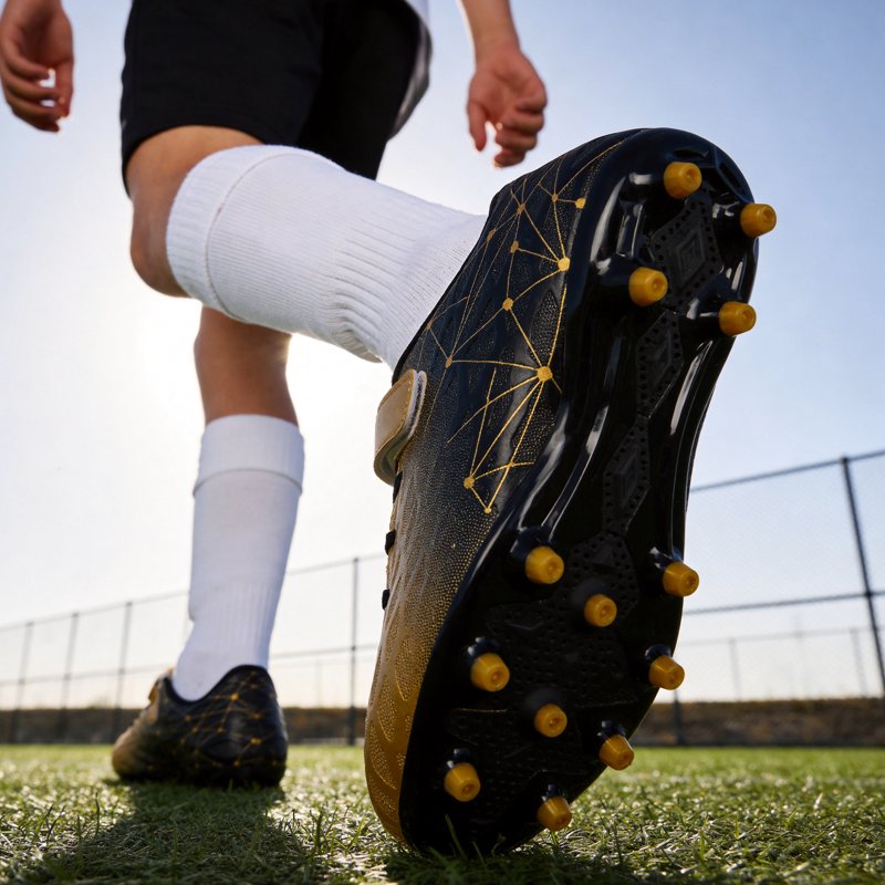 Kids Firm Ground Soccer Cleats - 5 Big Kid, Black/Gold - RDYLBU