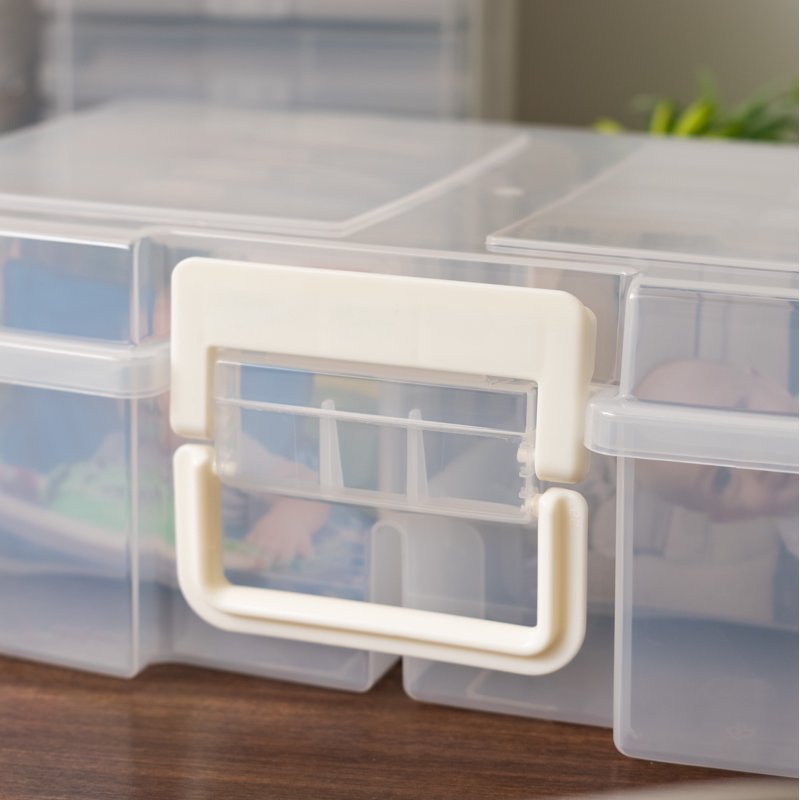 4x6 Photo Storage Box Set - Clear Craft Organizer for Photos & Small Items - 2 Pack