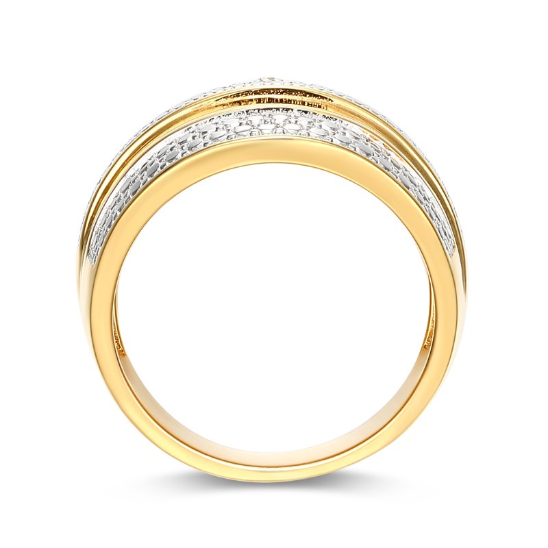 Forever Facets Diamond Accent Linear Band Ring Two-Tone Rhodium Over Bronze