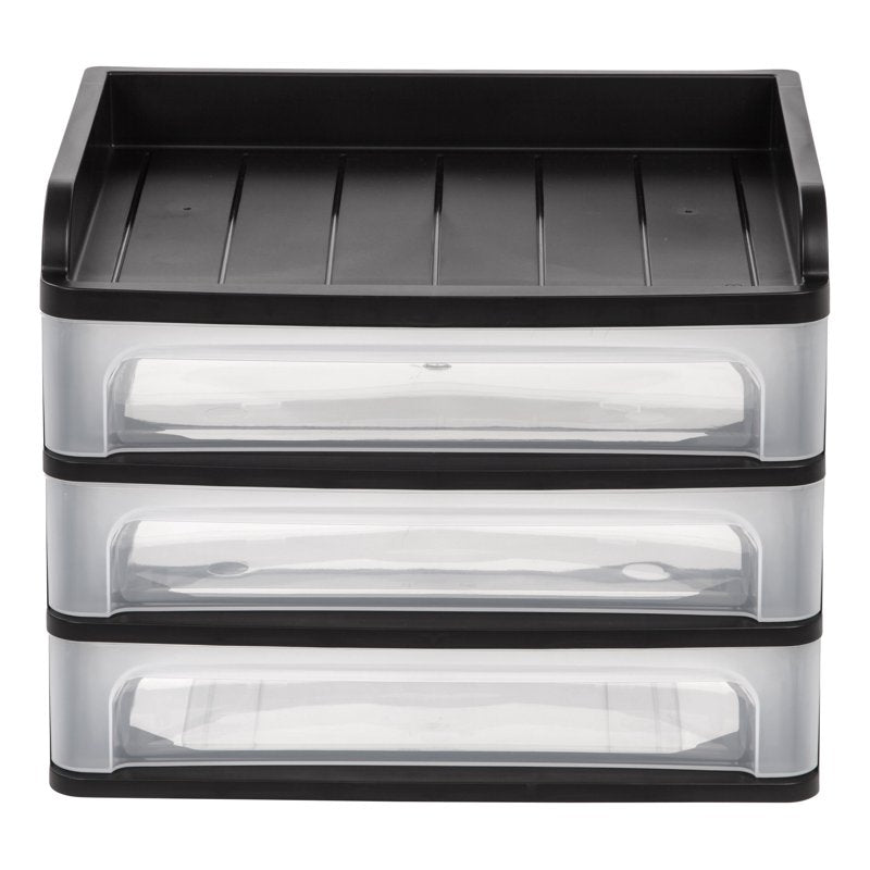 Medium 3-Drawer Desktop Organizer with Open Tray Top - Space-Saving Storage Solution
