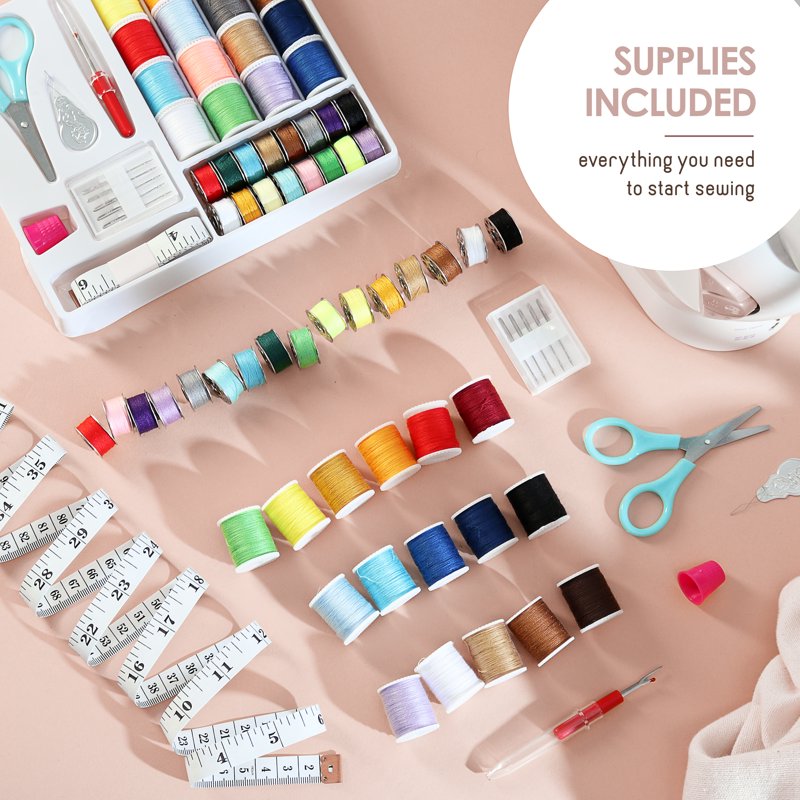 Mini Portable Sewing Machine Kit for Beginners & Kids - Craft Supplies Included