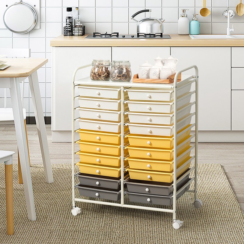 20-Drawer Rolling Storage Cart with Removable Plastic Drawers for Office, Home, Garage