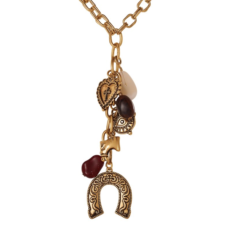 Horseshoe Western Charm Necklace with 18" Chain and 3" Extender - Gold Tone Jewelry