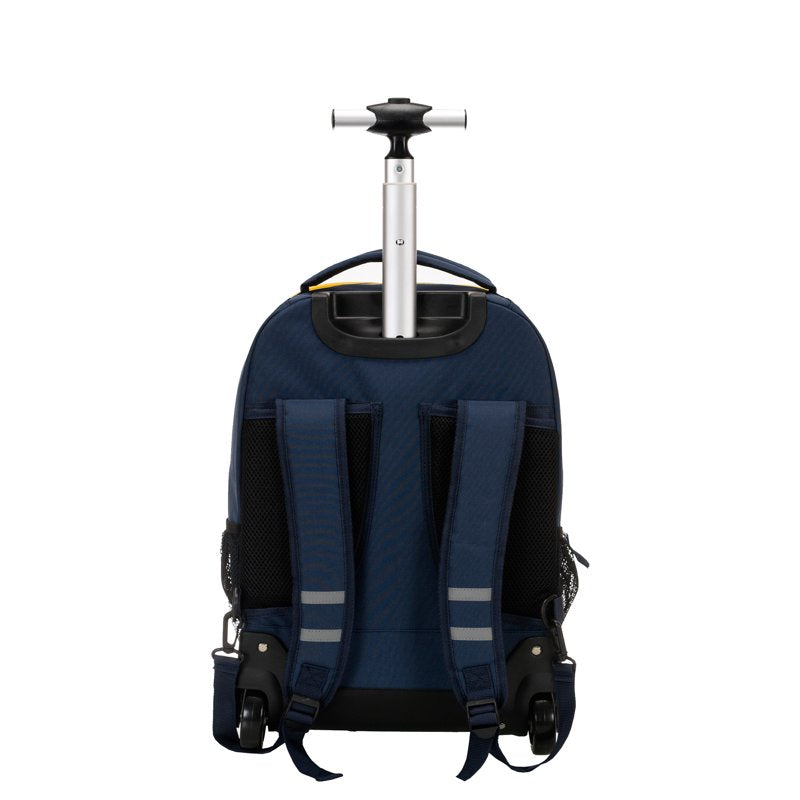 Navy Rolling Backpack R02 with Skate Wheels, T-Handle, Laptop Compartment