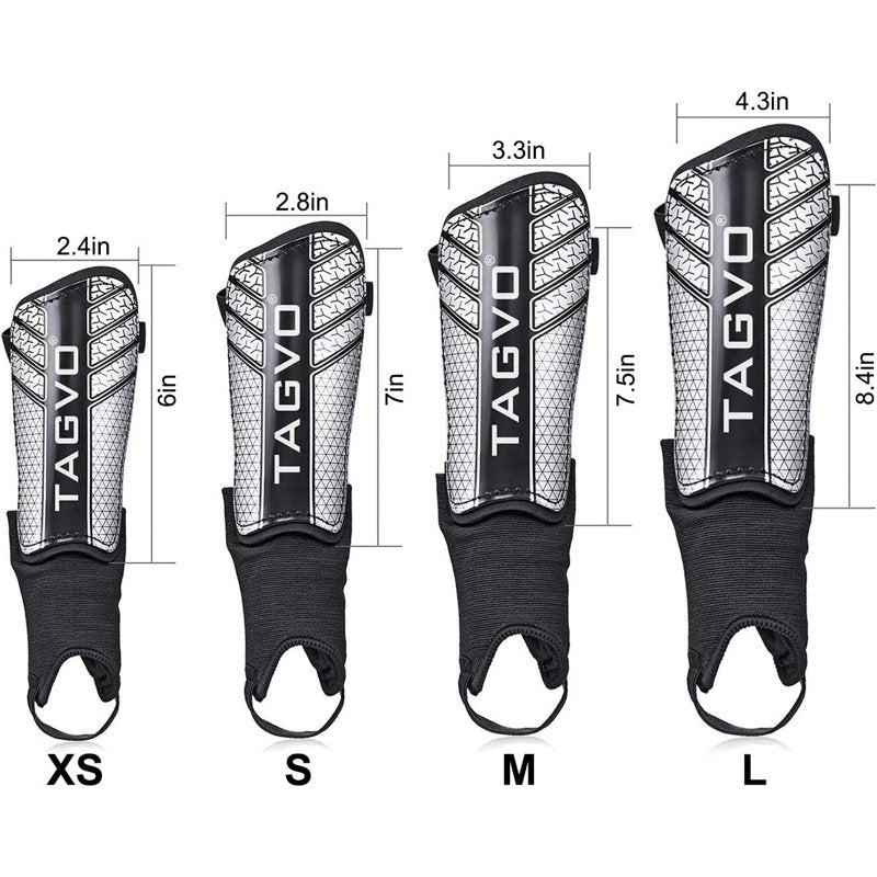 TAGVO Kids Soccer Shin Guards L Black with Ankle Protection